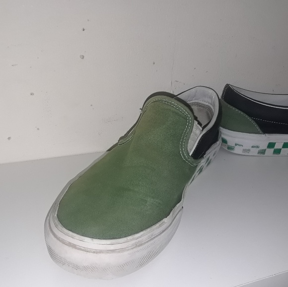 Green Checkerboard Old Skool Vans - Picture 3 of 4